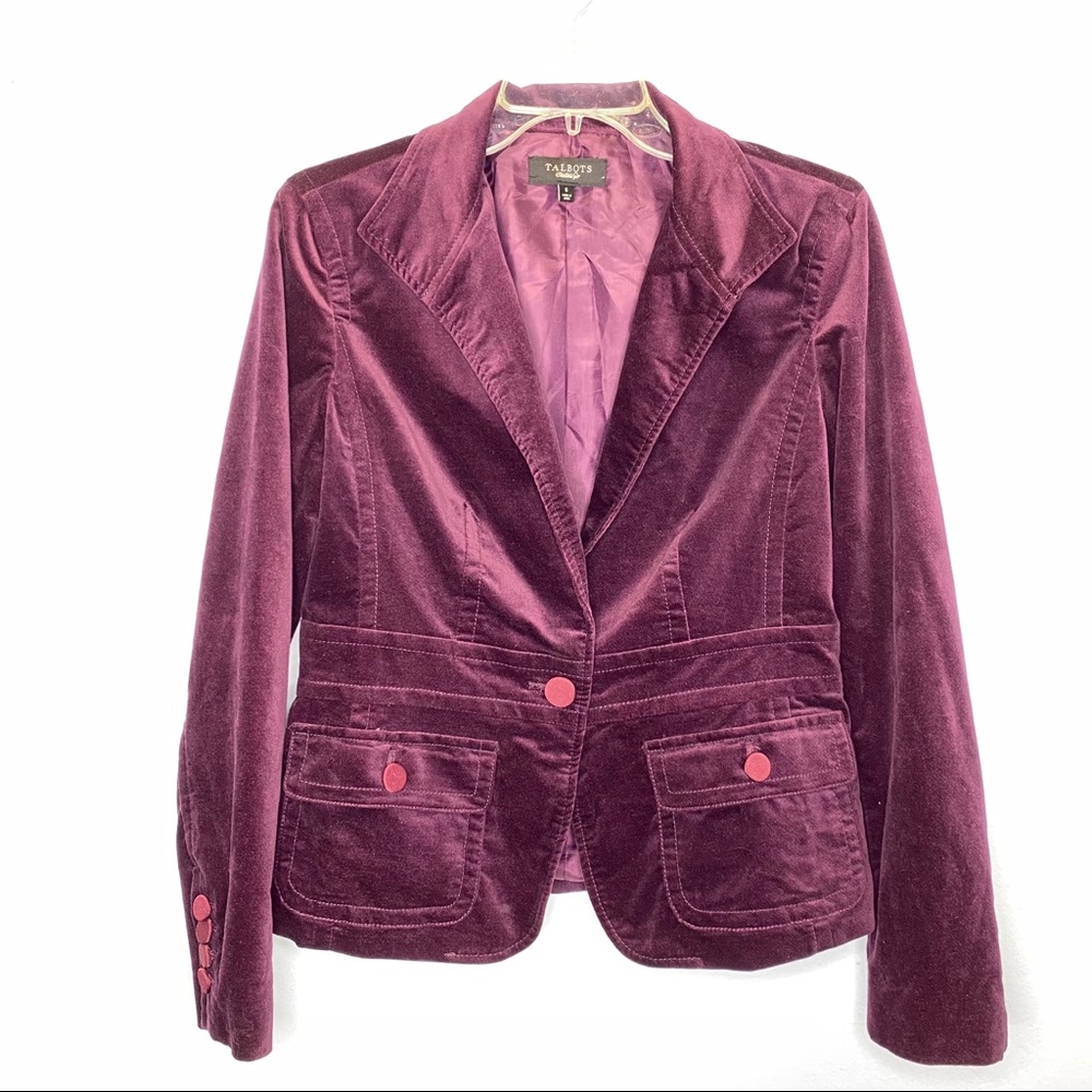 Plum velvet Talbots jacket 6